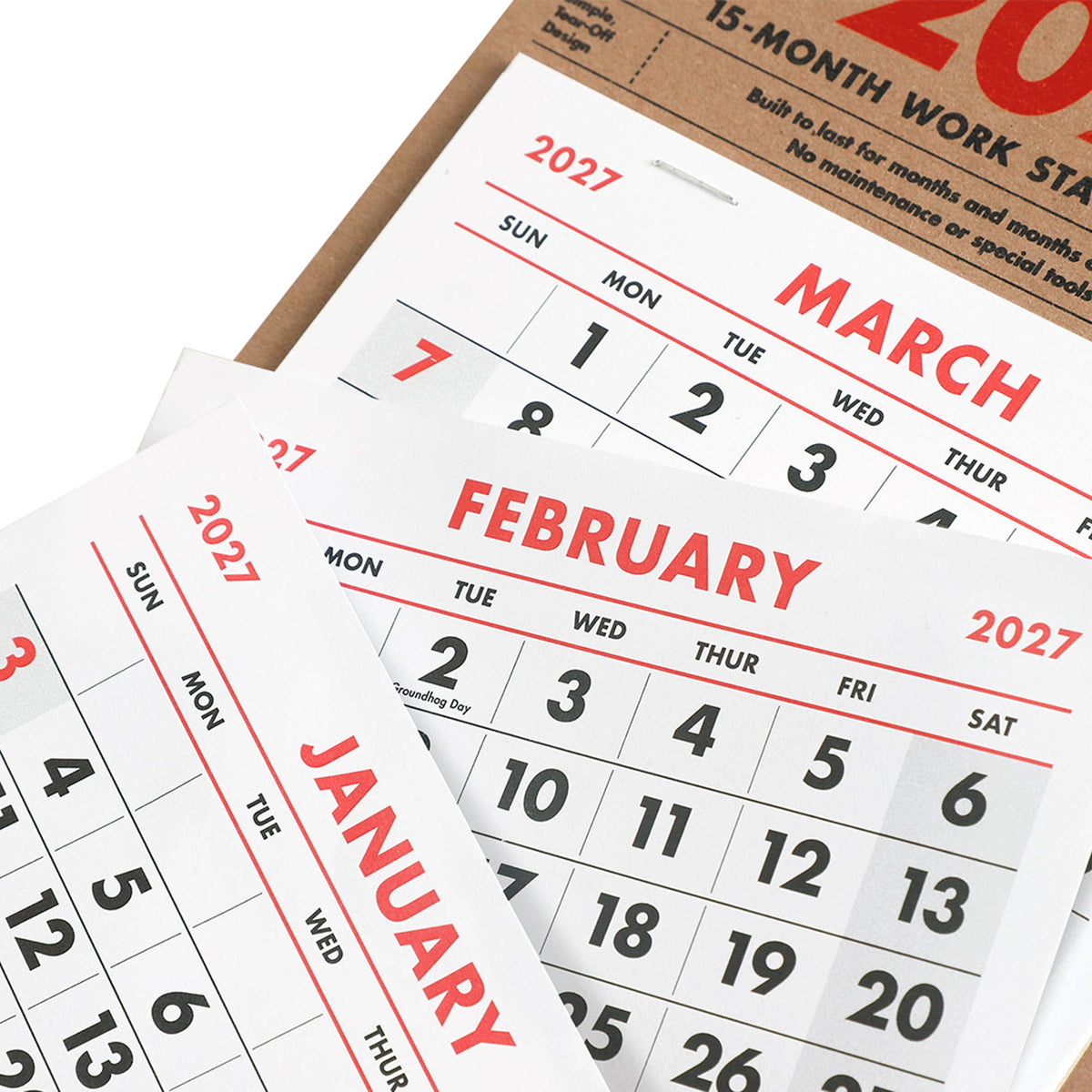2027 15-Month Work Station Calendar
