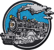 Patch - Train - Steam Locomotive Train on Railroad On Blue