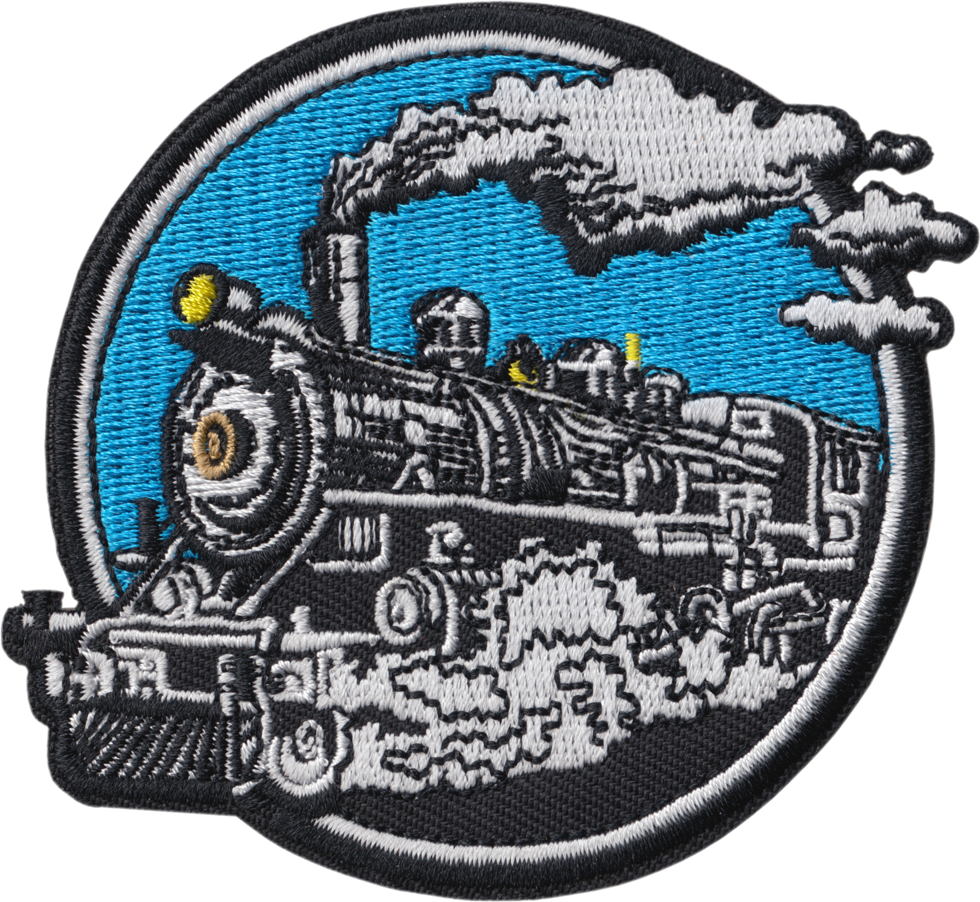 Patch - Train - Steam Locomotive Train on Railroad On Blue