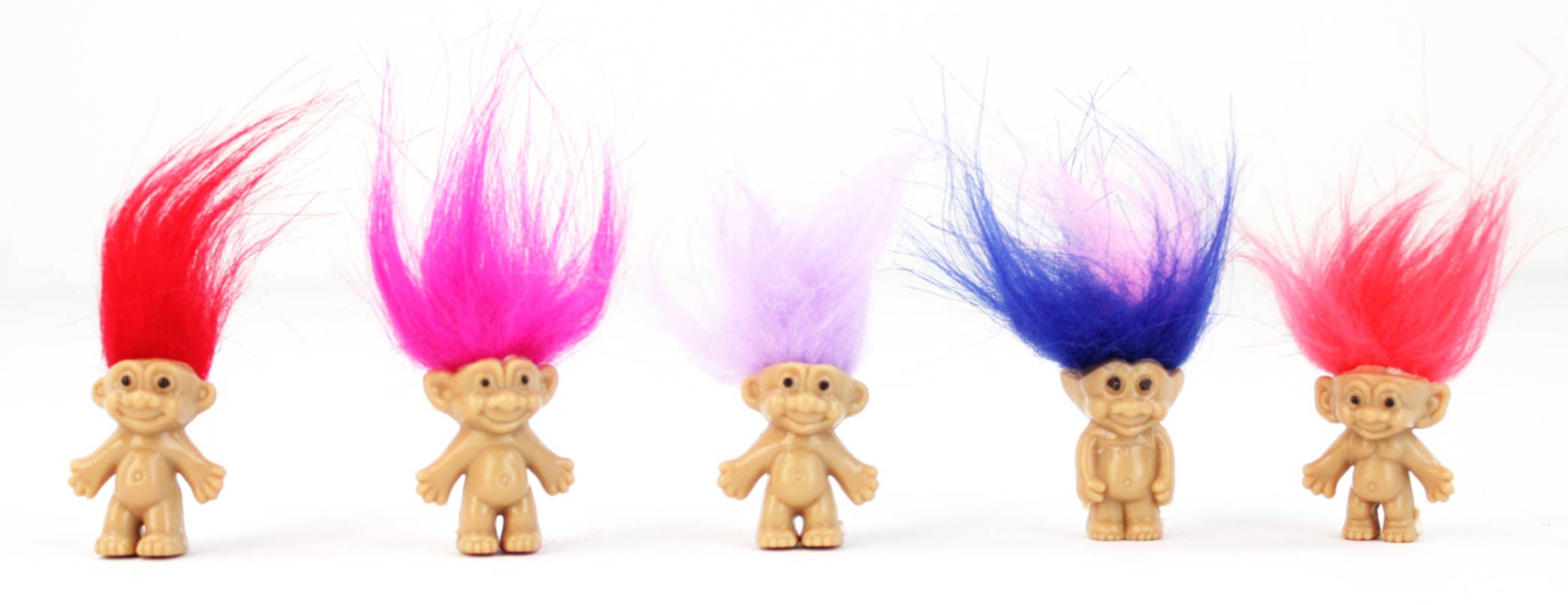 Mini Troll Dolls - 1”x2.5” Tall 1980s 1990s Novelty POP Toy 
