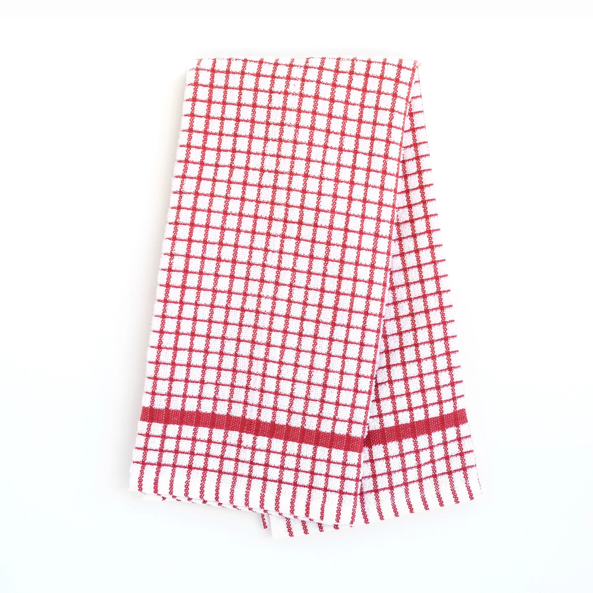 Grid Terry Kitchen Towel - Red