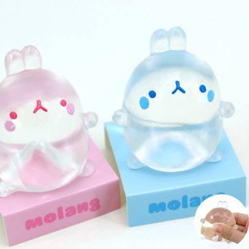 Molang Clear Mochi Squishy Figure Fidget- Stress Relief