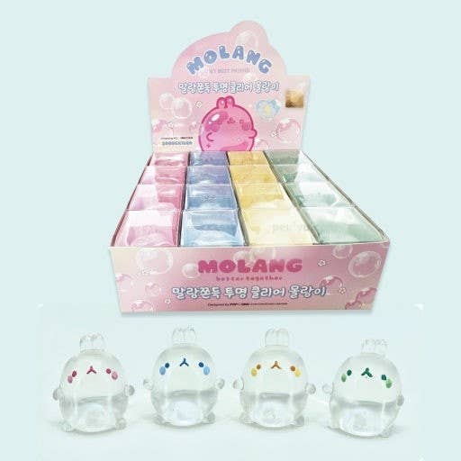 Molang Clear Mochi Squishy Figure Fidget- Stress Relief