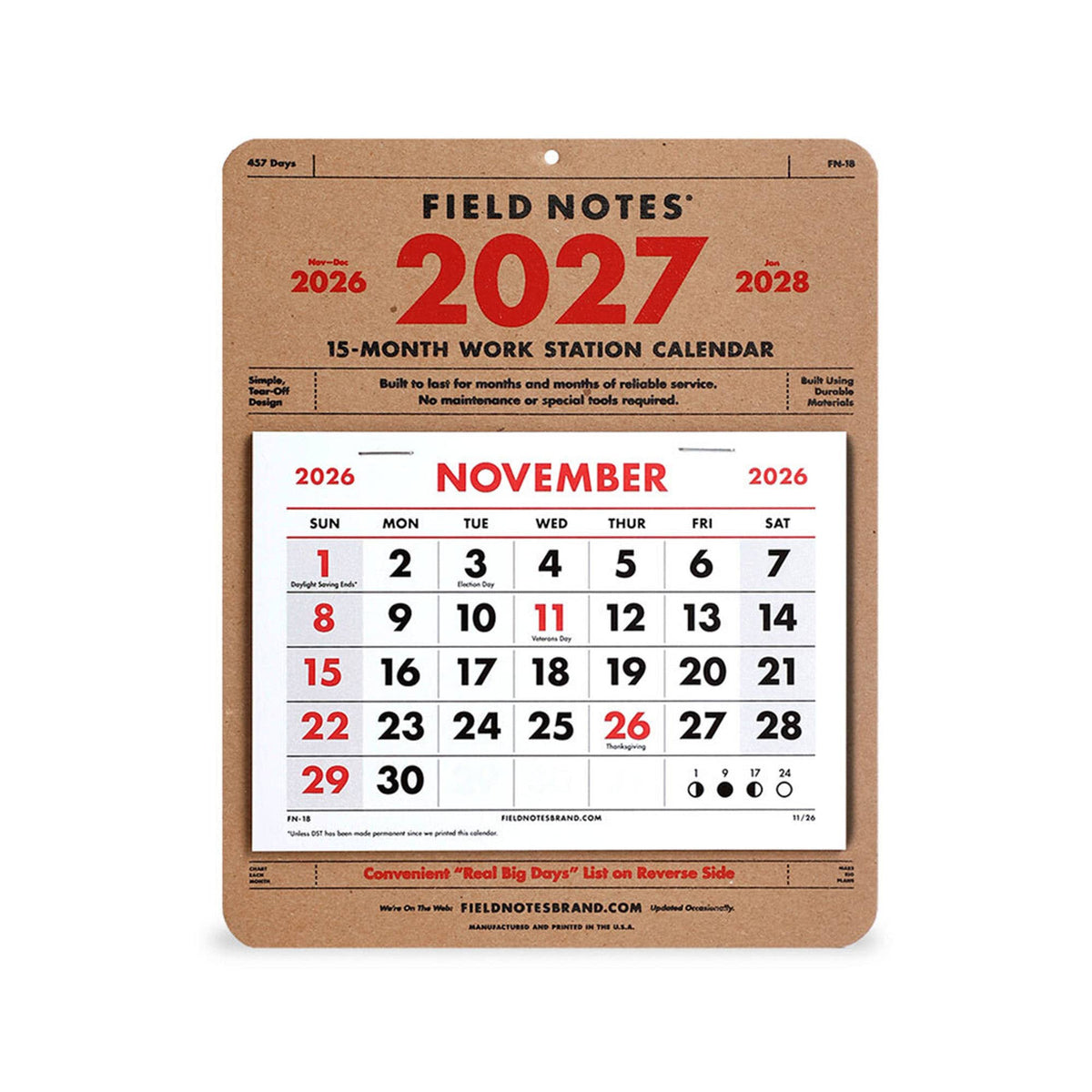2027 15-Month Work Station Calendar